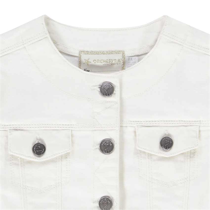 Veste en jean écrue col mao pour fille 