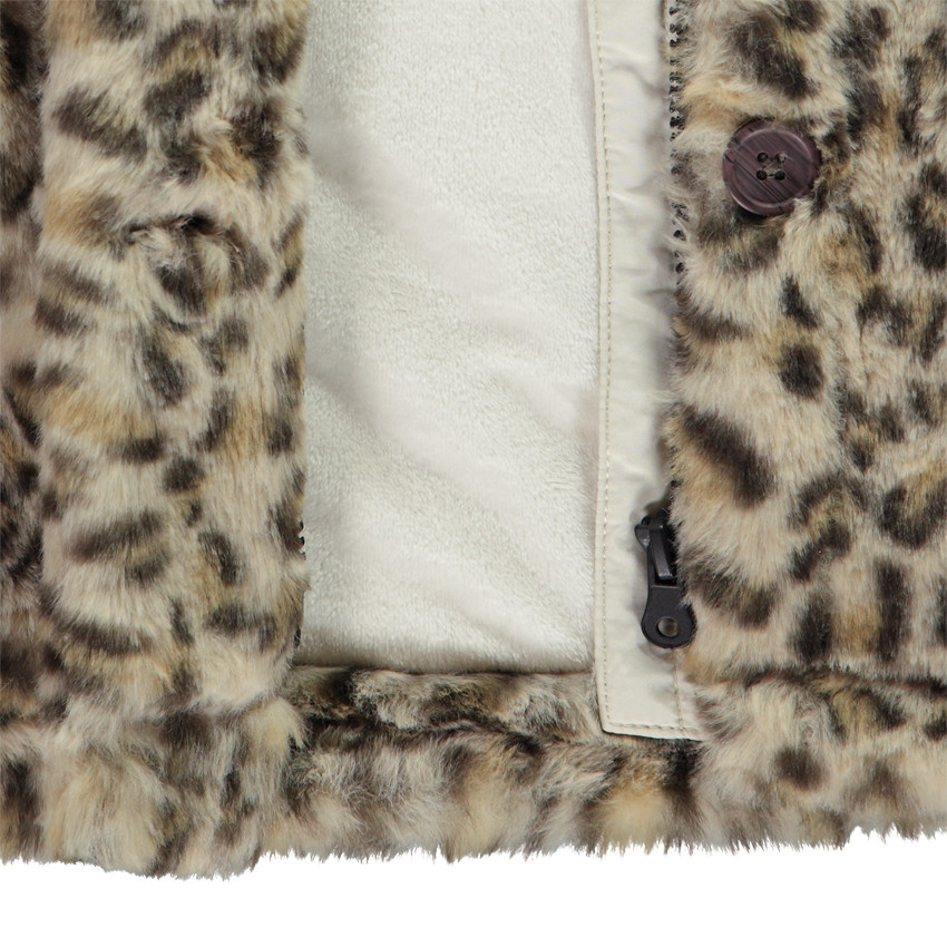 Manteau fausse fourrure léopard doublée en sherpa + capuche pour fille 