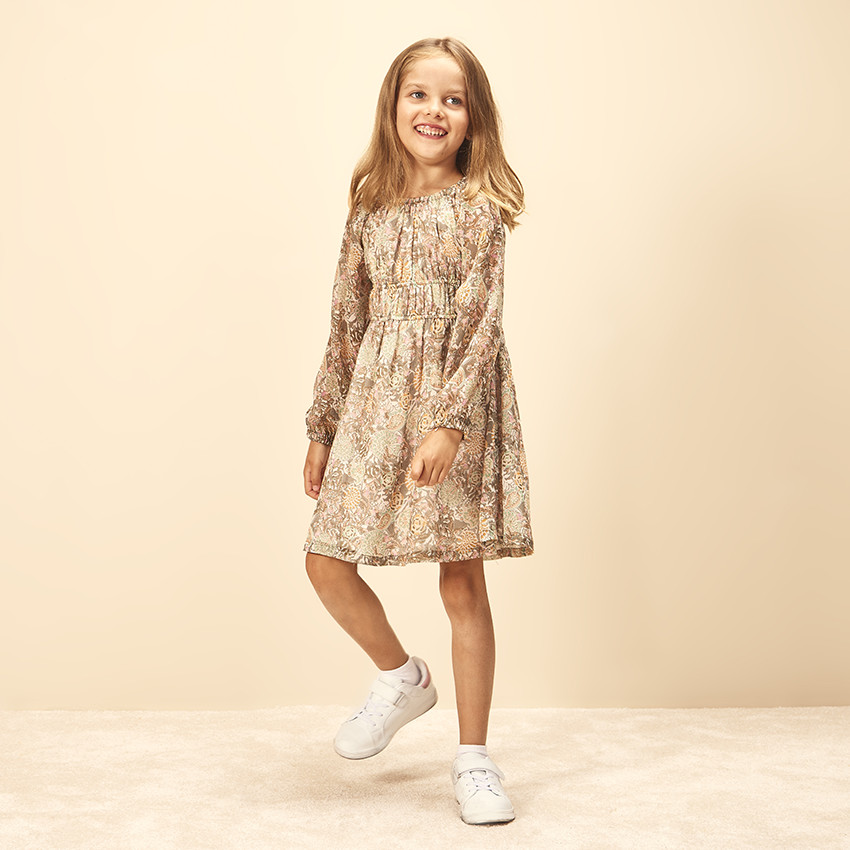 Robe en polyester imprimé fantaisie pour fille 