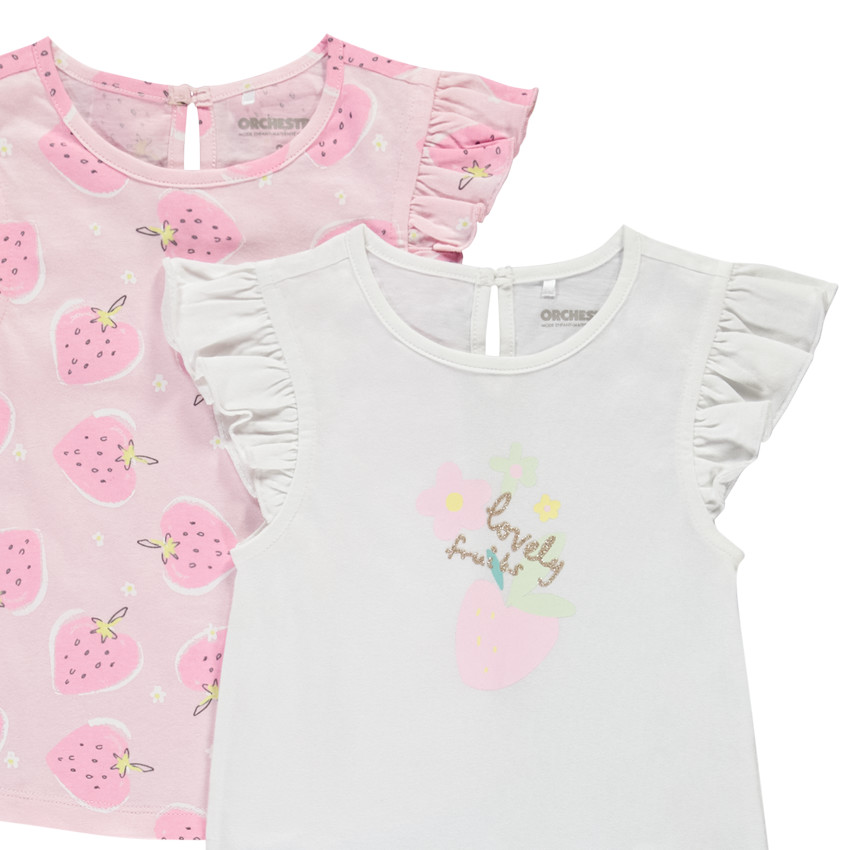 Set van 4 t-shirts met pofmouwen voor baby meisjes 