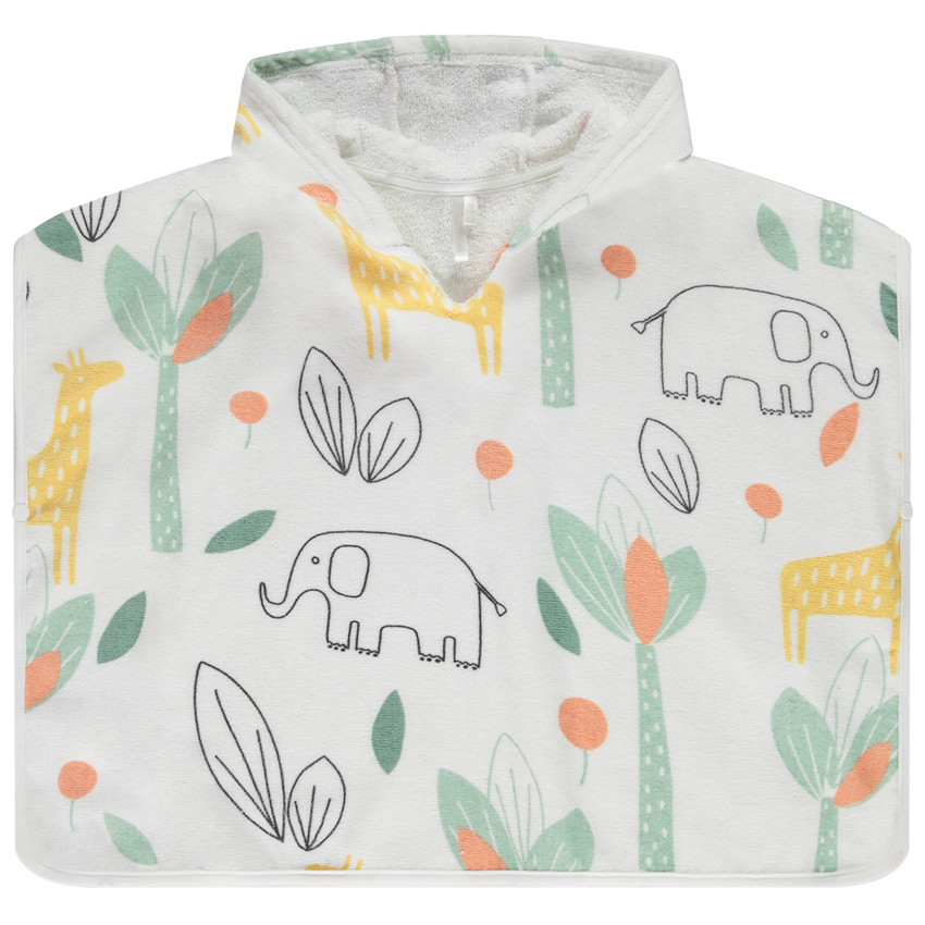 Badcape met capuchon in jungleprint voor babyjongen 