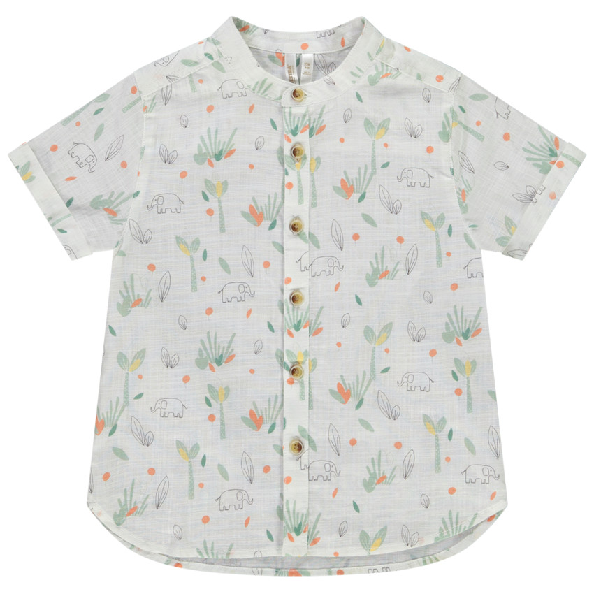 Hemd korte mouwen mao kraag jungle print voor baby jongen 