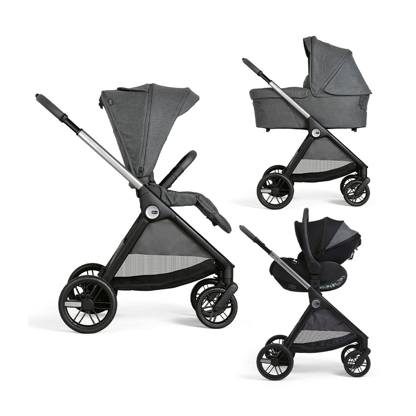 Poussette trio Bellagio 2 + nacelle Flexi + coque First-Seat Recline black satin 