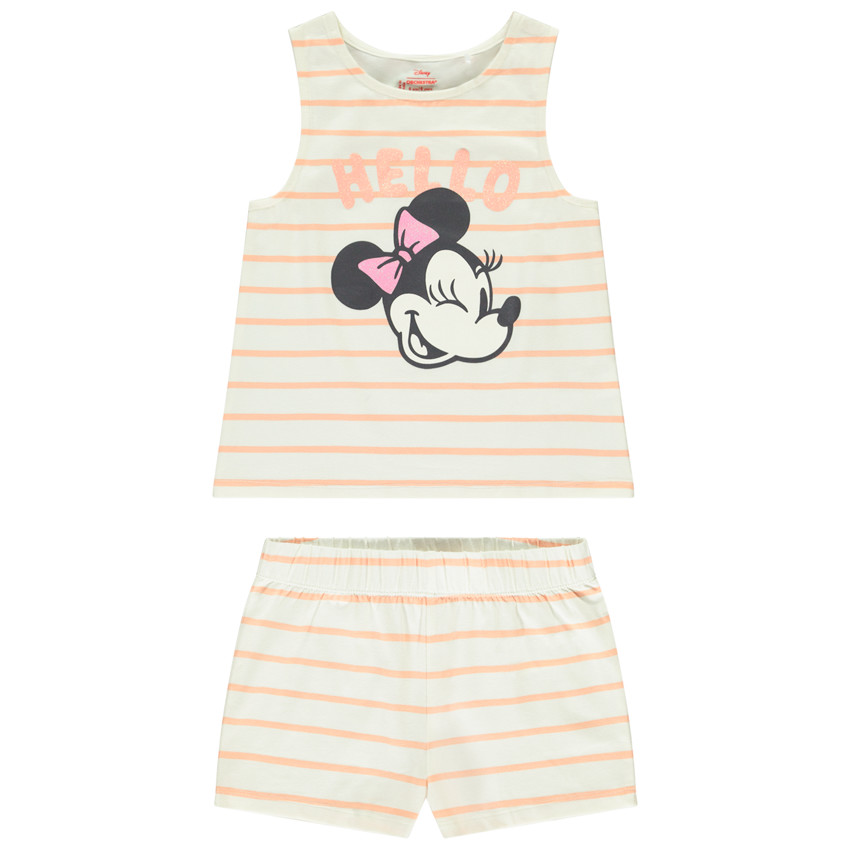 Korte gestreepte pyjama set Minnie Disney voor meisjes 