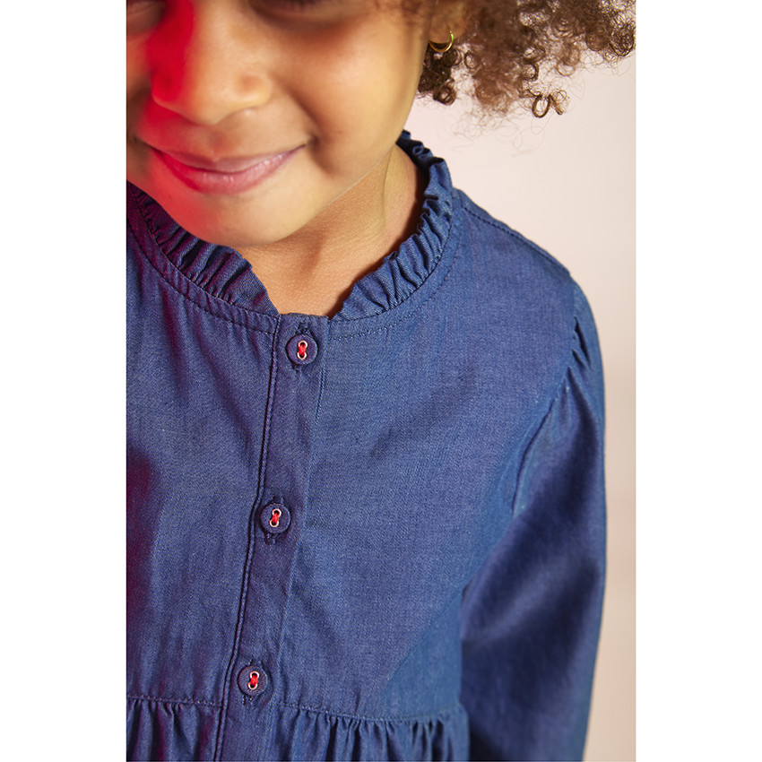 Robe manches longues en lyocell avec cerises brodées pour bébé fille 