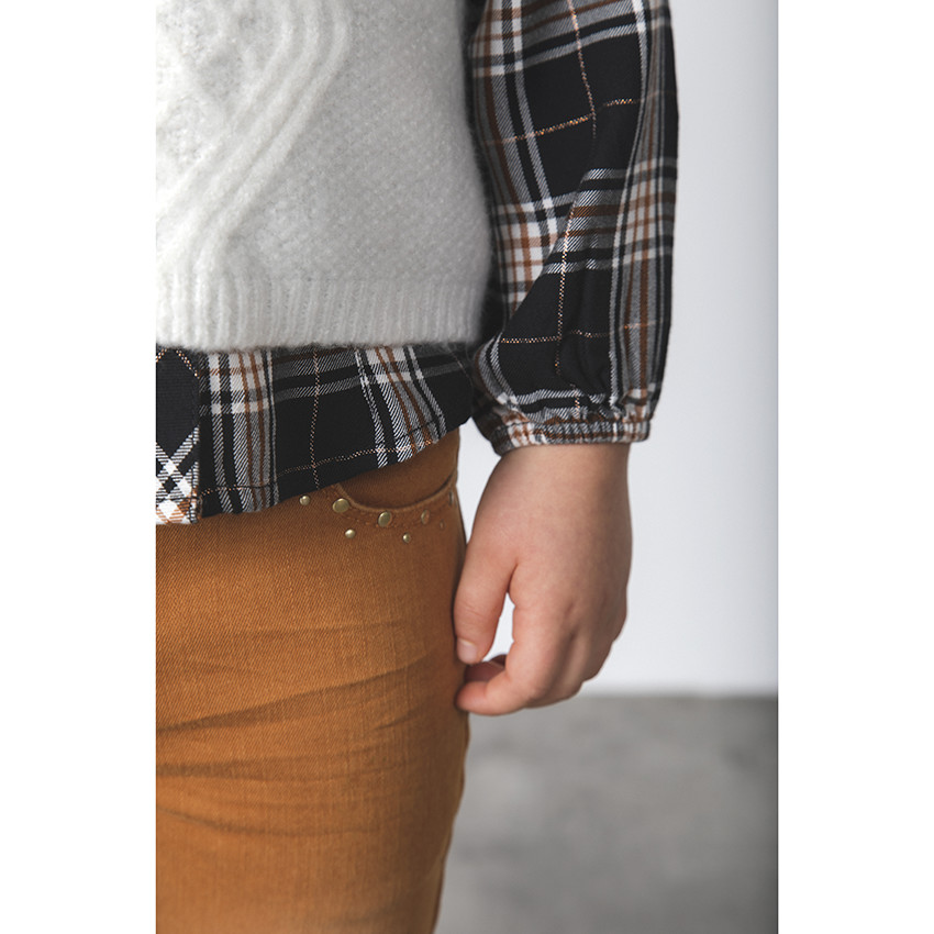 Chemise manches longues à carreaux pour enfant fille 