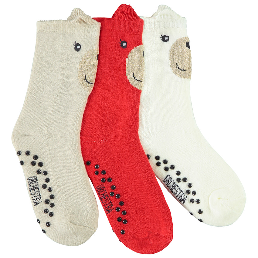 Set van 3 paren van hoge antislip sokken voor meisjes 