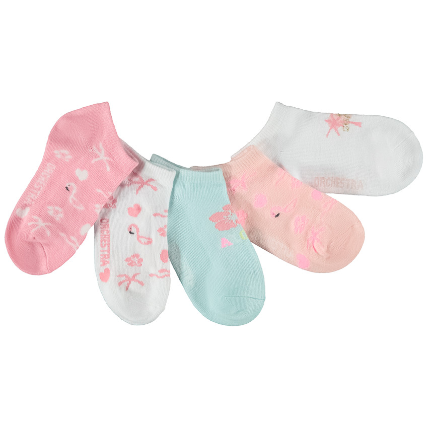 Lot de 5 paires de chaussettes courtes fantaisie pour fille 
