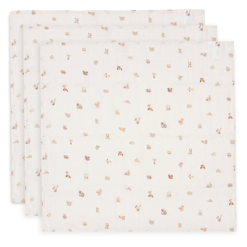 Lange tétra gaze de coton 70x70cm 3pcs Animal Friends 