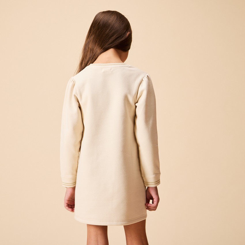 Fleece jurk met lange mouwen en glinsterend print voor meisjes 