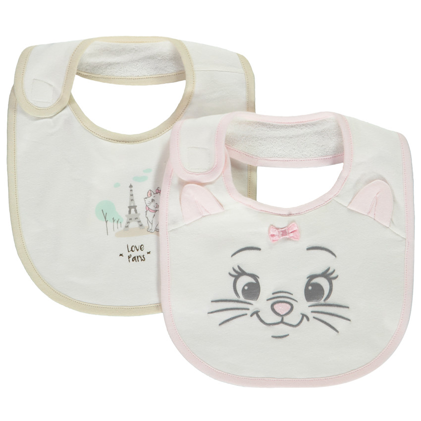 Lot de 2 bavoirs éponge Marie Disney pour bébé fille 