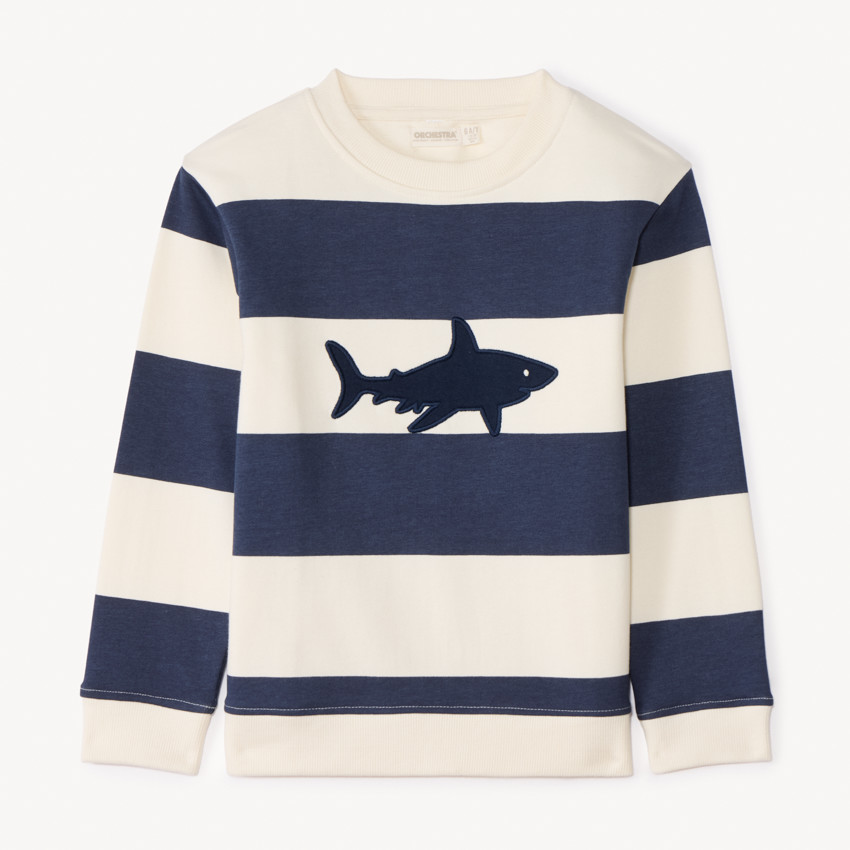 Sweatshirt van fleece met geborduurd haai voor jongens 
