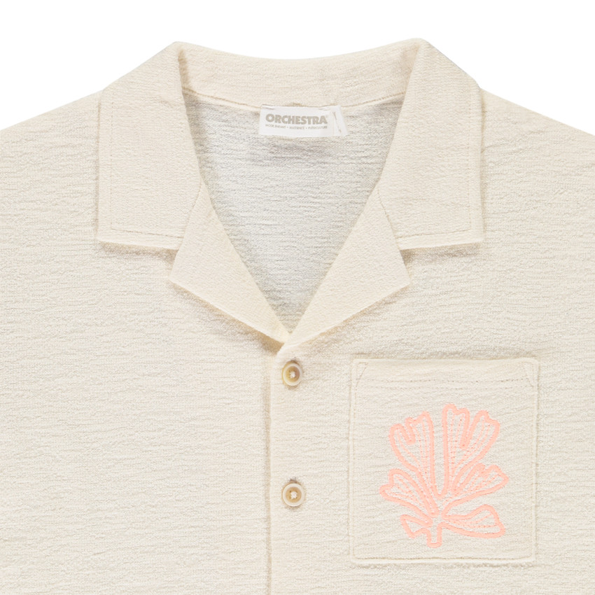 Chemise manches courtes uni avec broderie pour garçon  