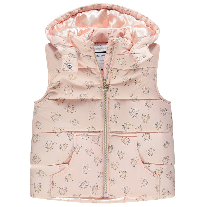 Doudoune sans manches à coeurs all-over  