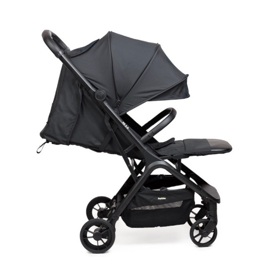 Poussette XS 3.0 ultra compacte + hab pluie + sac de transport Pure Black 