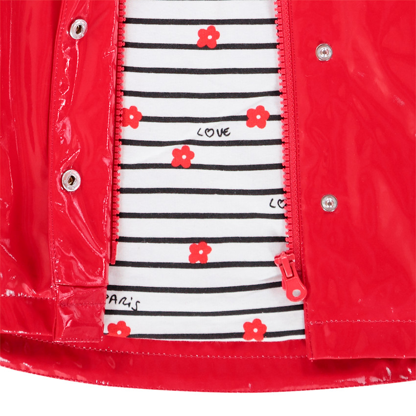 Parka en vinyle rouge pour enfant fille 
