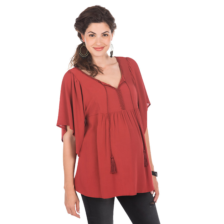 Top de grossesse ample avec broderies 