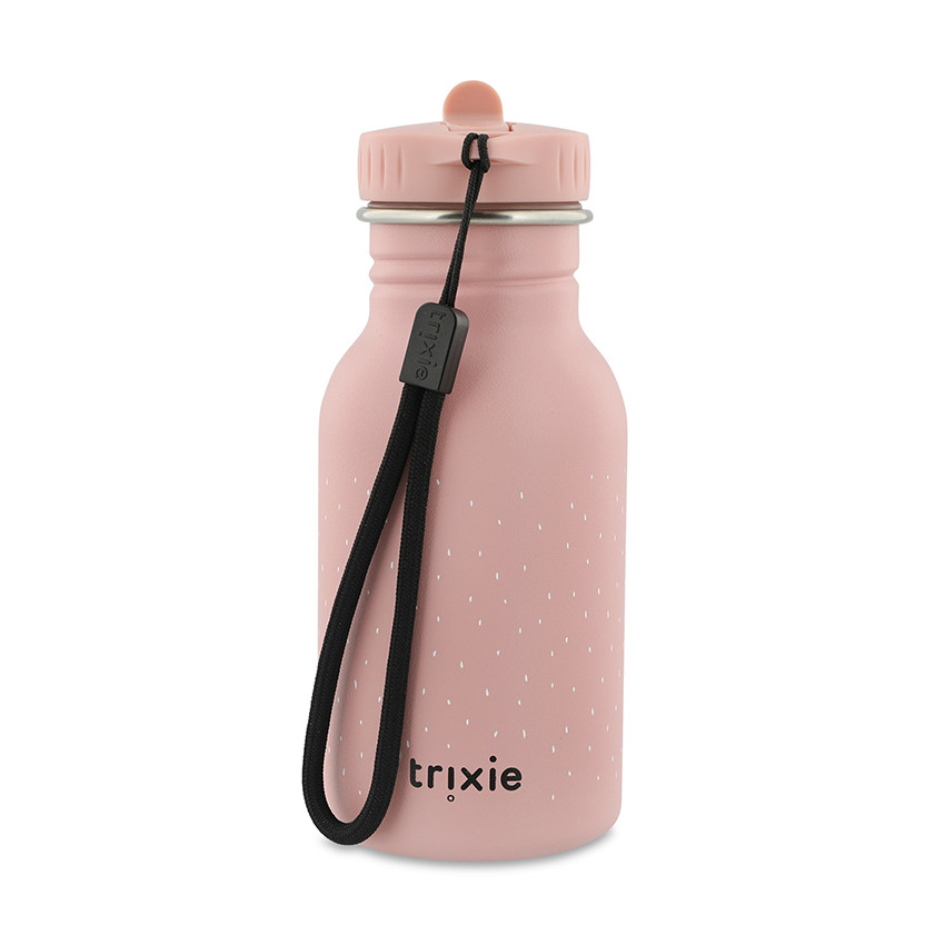 Drinkfles Mrs. Butterfly 350 ml van Trixie, duurzame roestvrijstalen fles met ergonomische dop en draagriem 