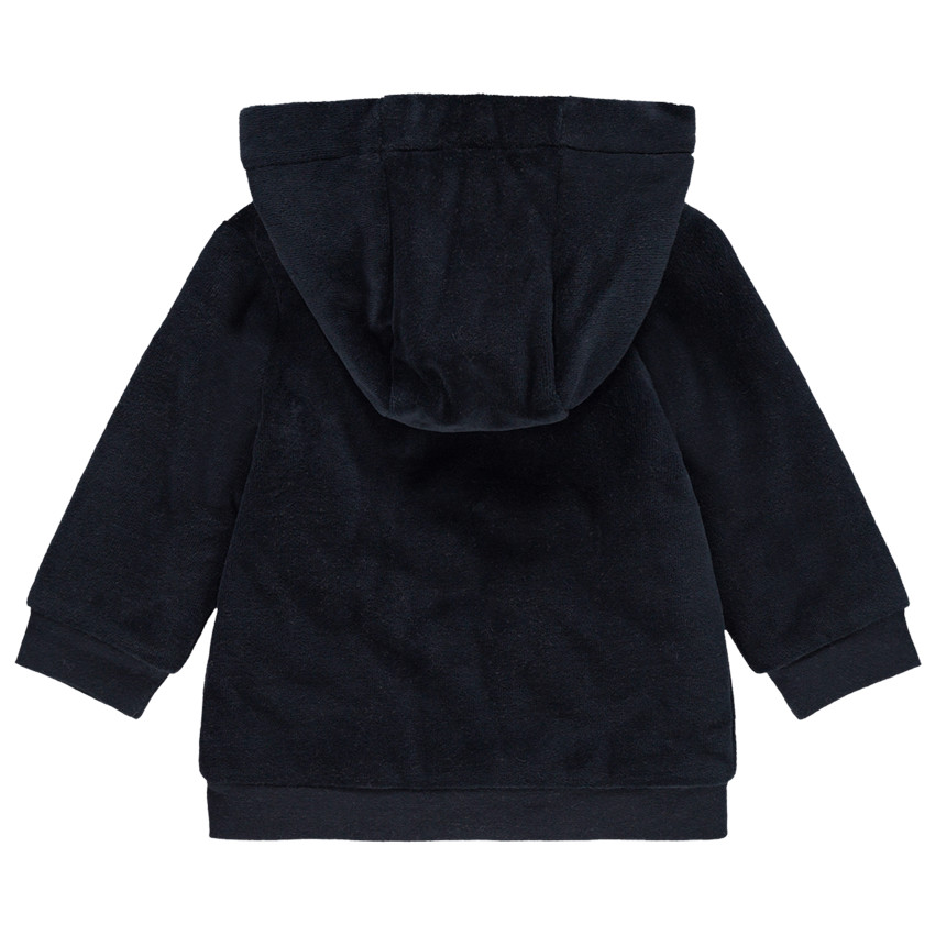 Vest met kap van velours en voering van sherpa 