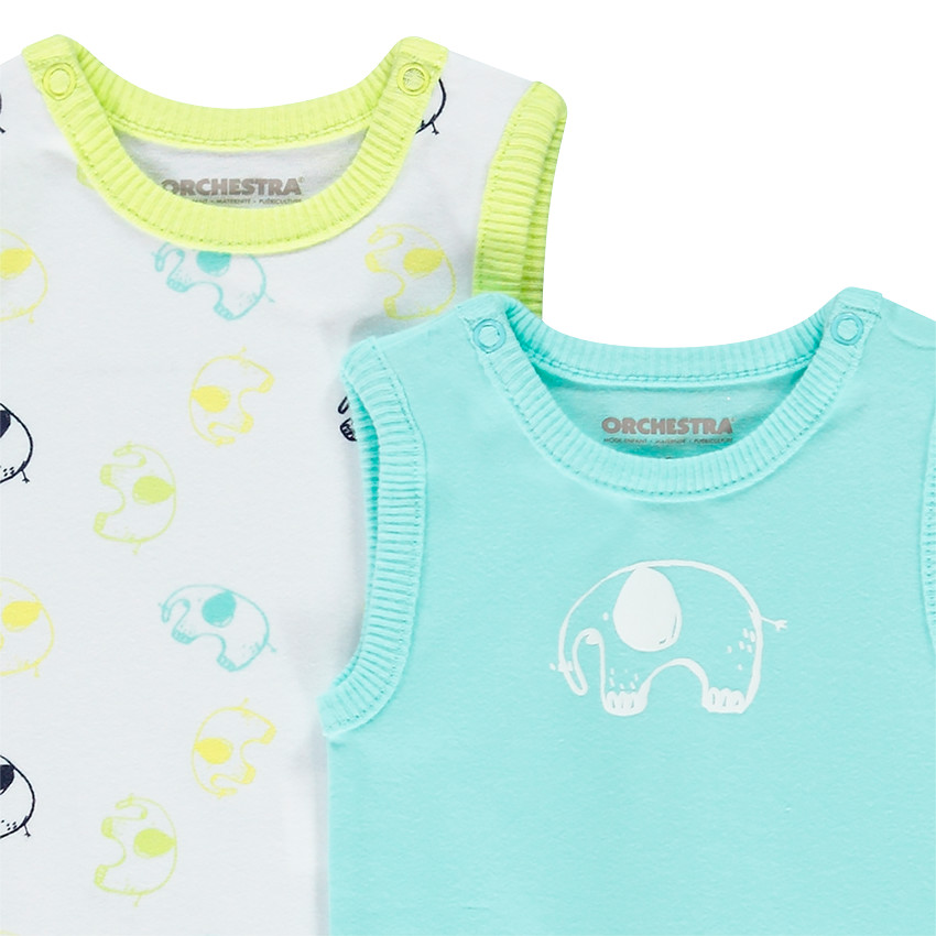 Lot de 5 bodies débardeur éléphant pour bébé garçon 