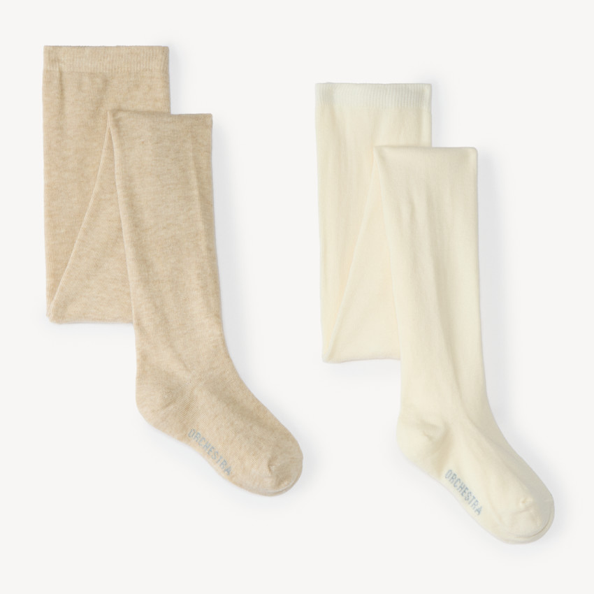 Lot de 2 collants épais fille unis 