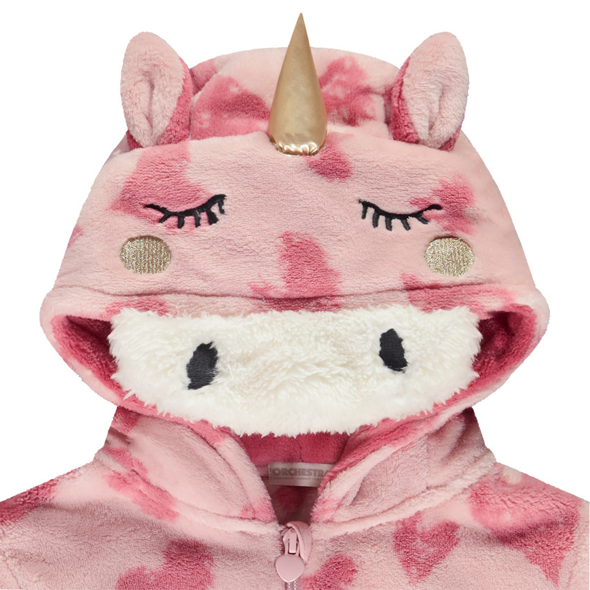 Pyjama topper in sherpa met eenhoornkap en print voor meisjes 