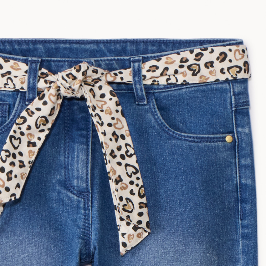 Slanke jeans met halsdoekceintuur voor meisjes 