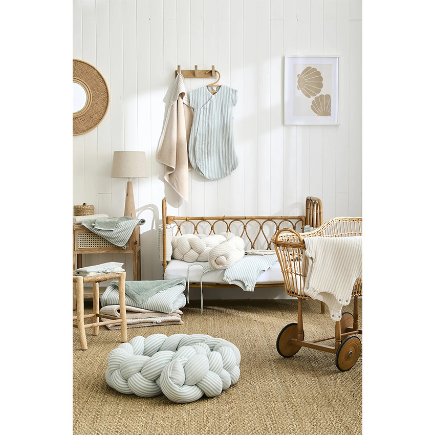 Cape de bain + gant de toilette Soft Stripes Ecru/Galet  