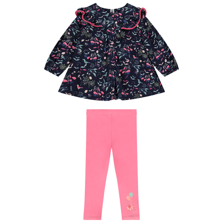 2-delige set van tuniek met lange mouwen en print + legging voor babymeisjes 