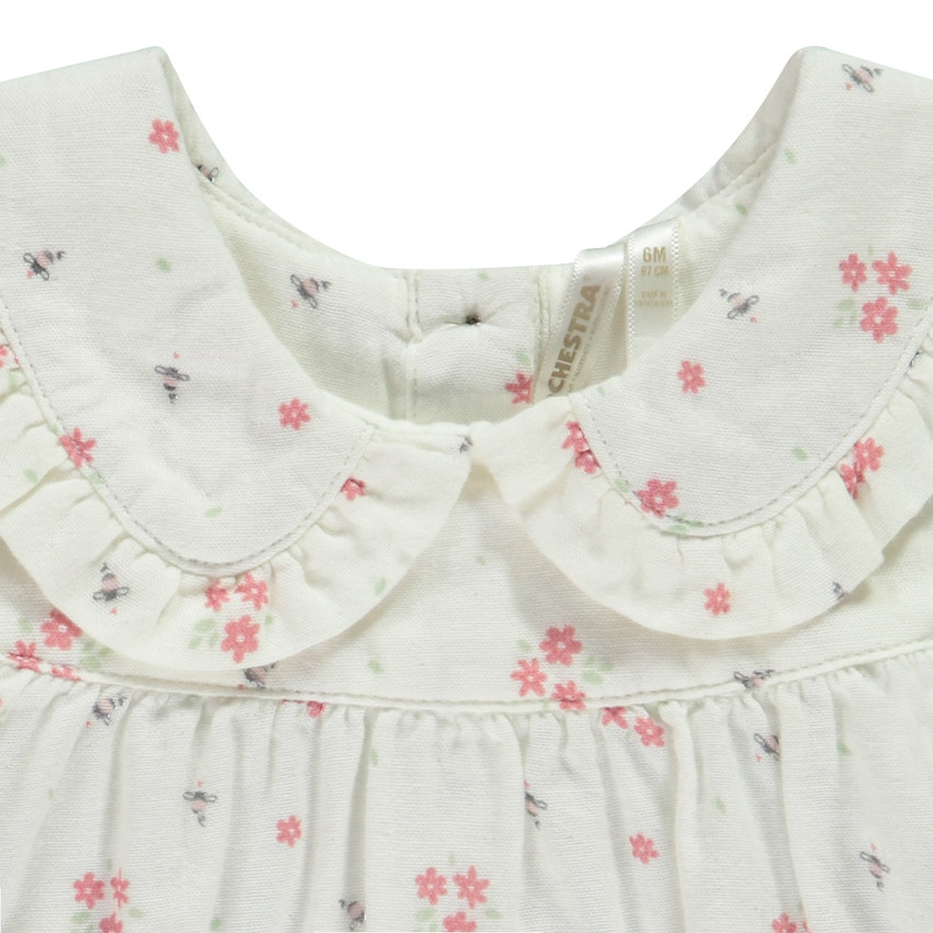 Ensemble tunique fantaisie col claudine + caleçon pour bébé fille 