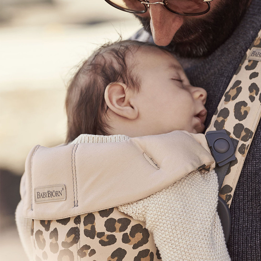 Porte-bébé Mini en coton - Beige/Léopard 