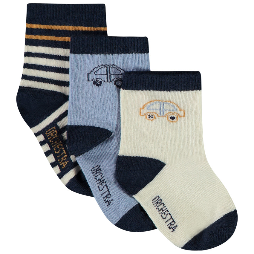 Lot de 3 paires de chaussettes motif voiture pour bébé garçon 