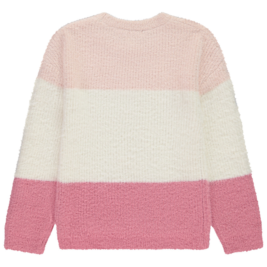 Pull en tricot poilu multipoint effet colorblock et sequins pour fille 