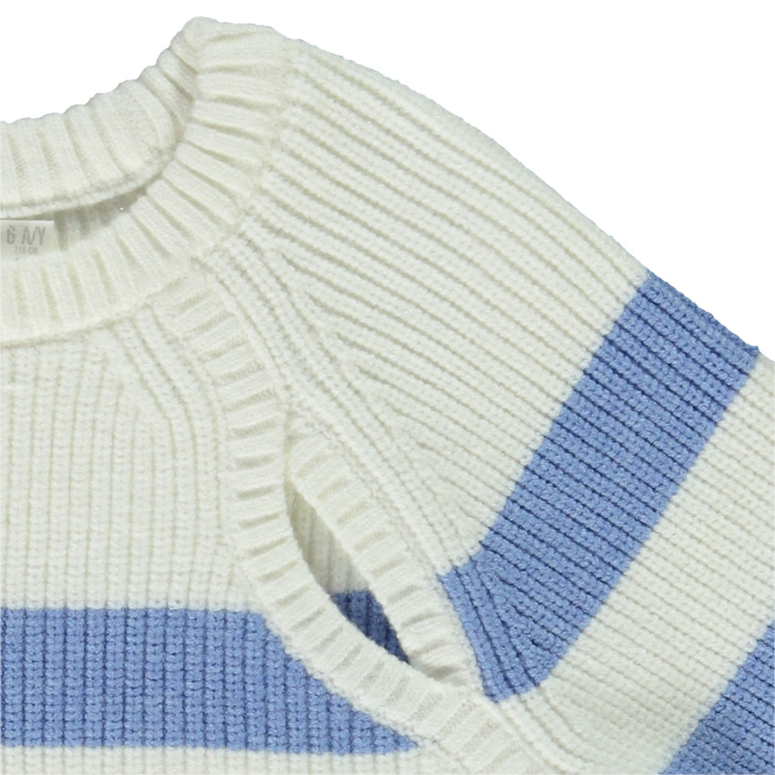 Pull en tricot rayé avec emmanchures ajourées pour fille 