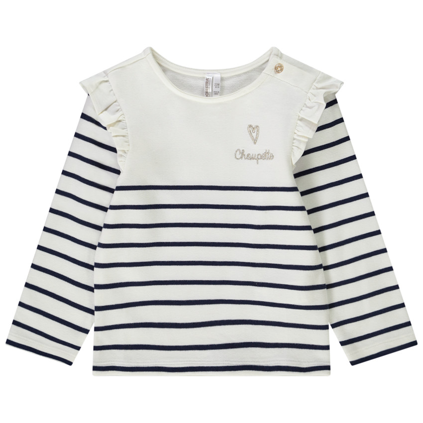 T-shirt manches longues esprit marinière pour bébé fille 