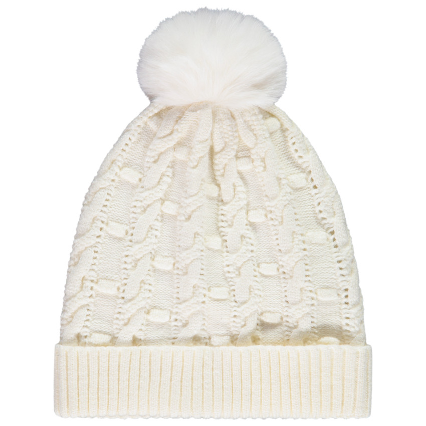 Muts met kabelpatroon en pompon voor meisjes 