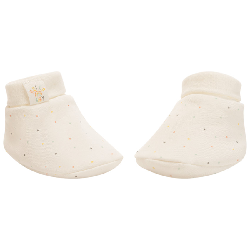 Pantoffels in interlock met stippen voor baby 