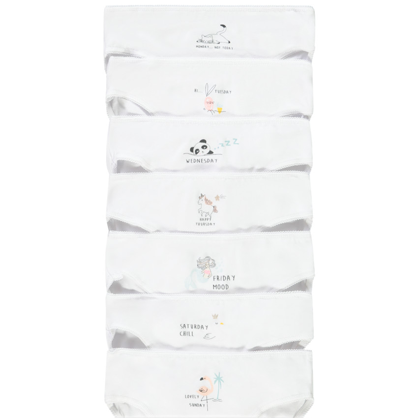 Lot de 7 culottes fantaisie semaine pour fille 