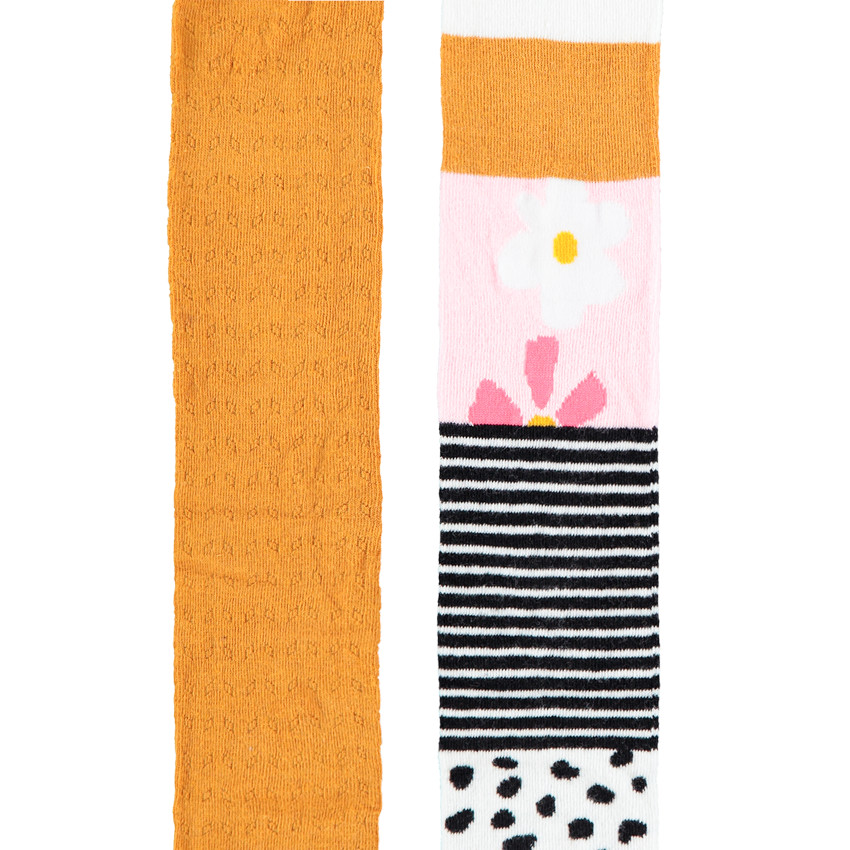 Lot de 2 collants épais jaune et imprimé pour enfant fille 