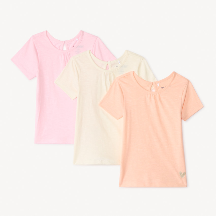 Lot de 3 t-shirts manches courtes unis pour bébé fille 