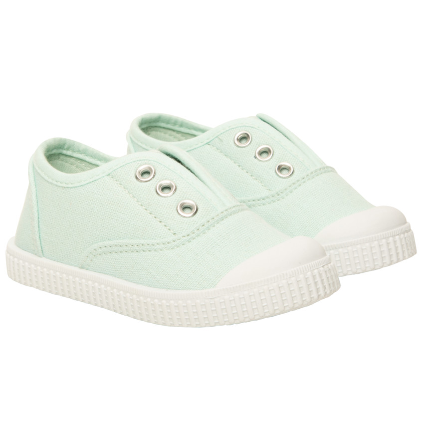Baskets basses aqua en toile sans lacets 
