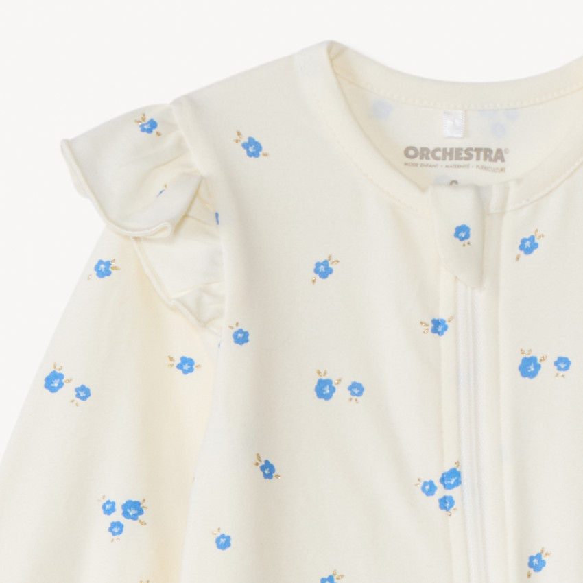 Pyjama met bloemenprint en volledige ritssluiting voor meisjes 
