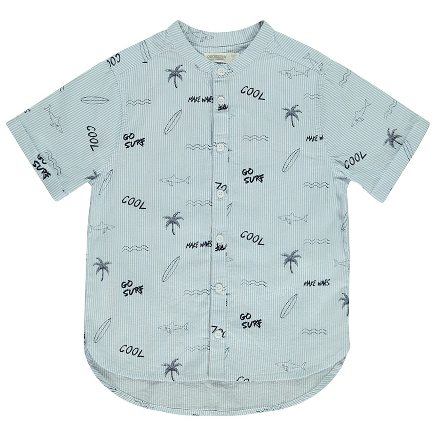 Gestreept en fantasieprint kort mouwen hemd voor jongens 