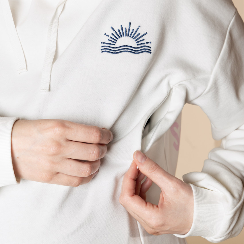 Zwangerschaps- en borstvoedingshoodie met print en borduursel 