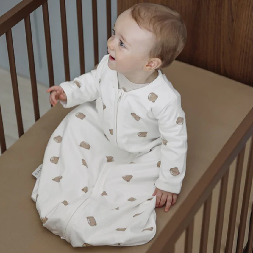 Slaapzak met vaste mouwen jersey Bear - Multicolor - 70 cm 