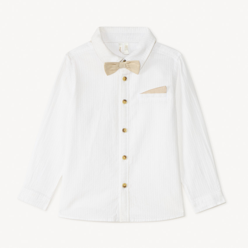 Chemise manches longues + nœud papillon pour bébé garçon 