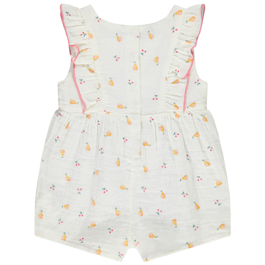 Korte jumpsuit van katoen gaas met fruit voor meisjes 