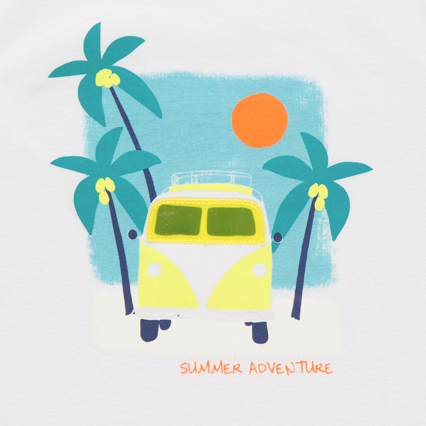 T-shirt met korte mouwen, en print met minibusje en palmbomen voor jongens 