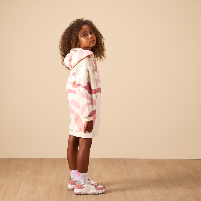 Robe sweat en molleton avec capuche et poche kangourou pour fille 
