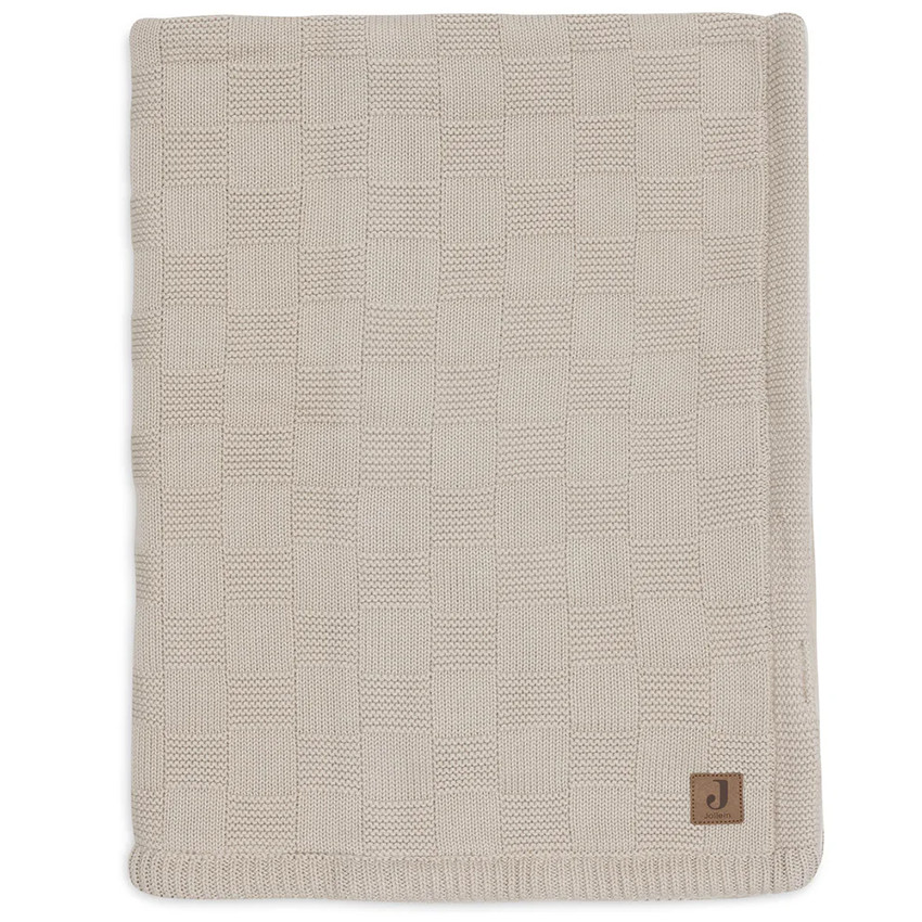 Couverture berceau Tricot carré - Sable chaud/Velvet - 75x100 cm 